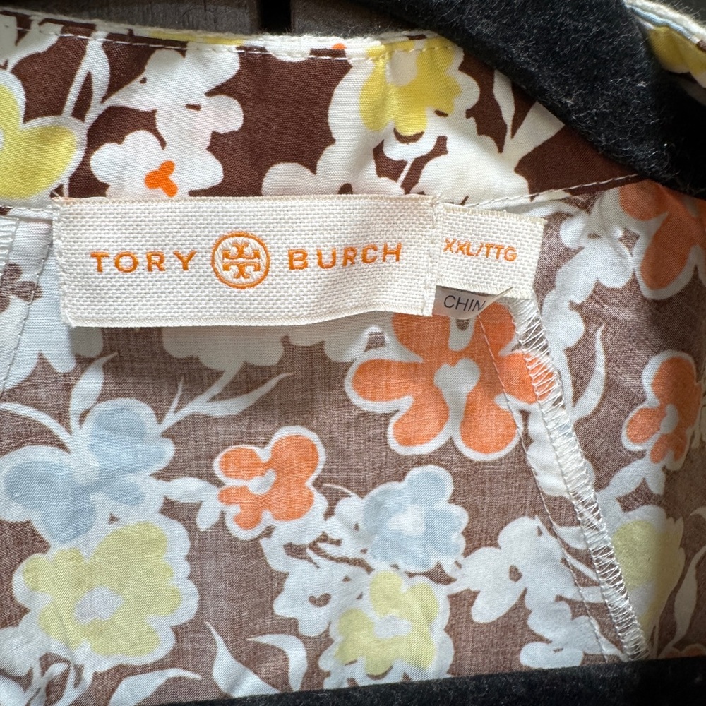 Tory Burch Floral Long Sleeve Maxi Dress in Brown and Cream - Picture 4 of 6